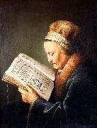 Gerard Dou Portrait of an old woman reading oil on canvas
